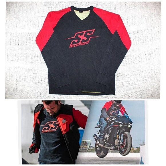SPEED AND STRENGTH Men's Critical Mass Moto Red & Black Jersey Size LG Cotton - Picture 1 of 12